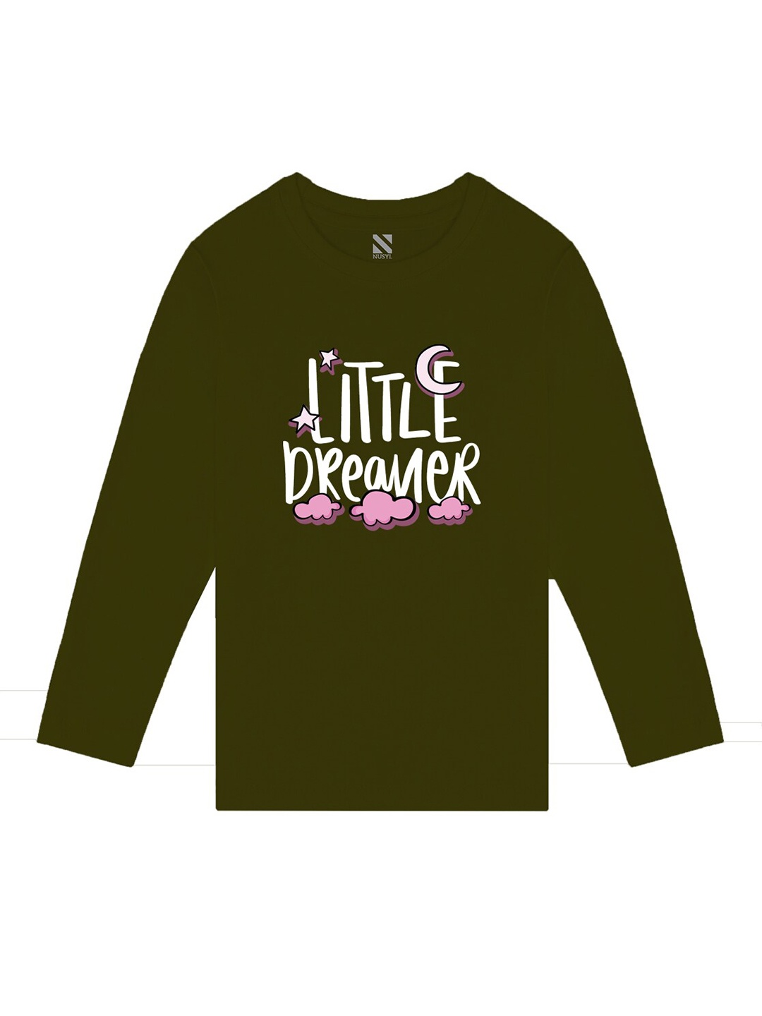 

BAESD Girls Typography Round Neck Full Sleeves Regular Fit Cotton Casual T-shirt, Green