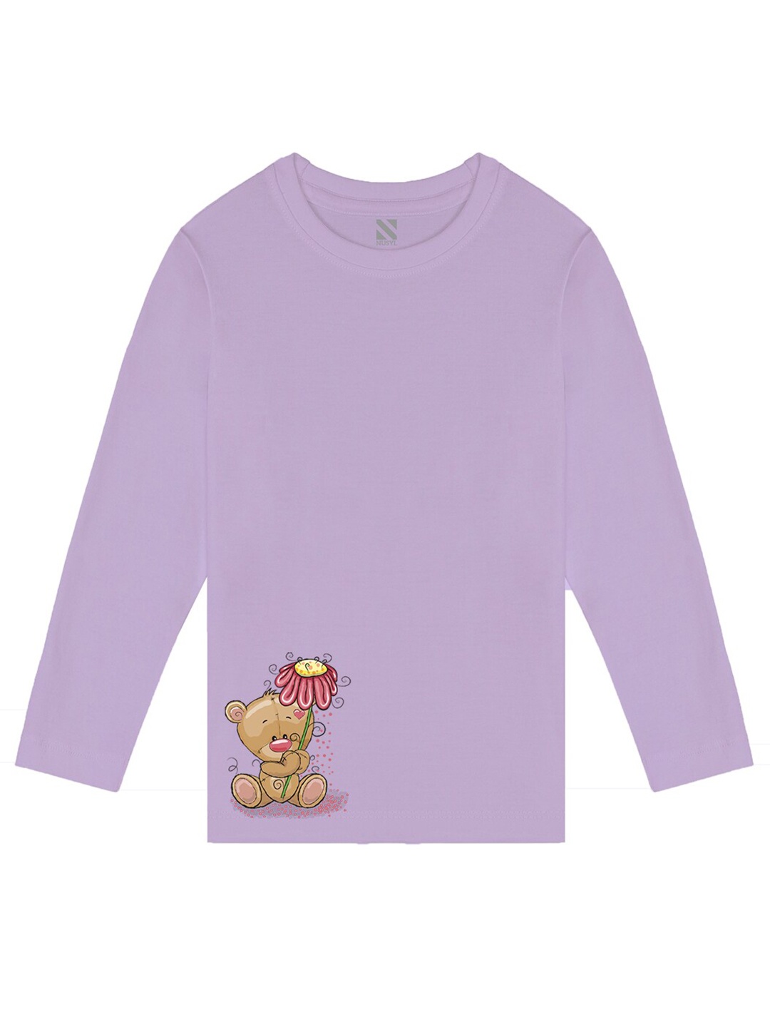 

BAESD Girls Printed Full Sleeves Cotton T-shirt, Purple