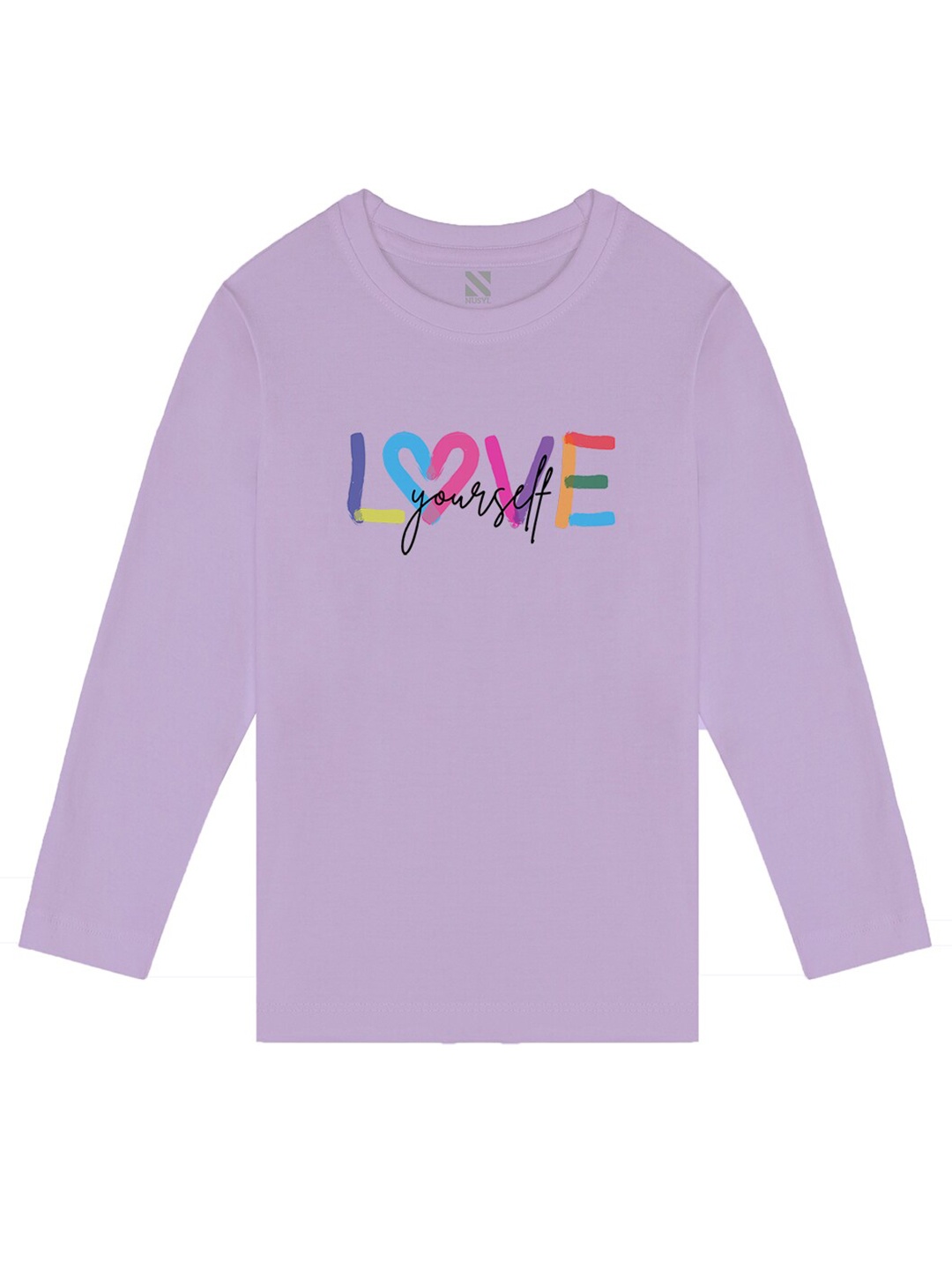 

BAESD Girls Typography Round Neck Full Sleeves Regular Fit Cotton Casual T-shirt, Purple
