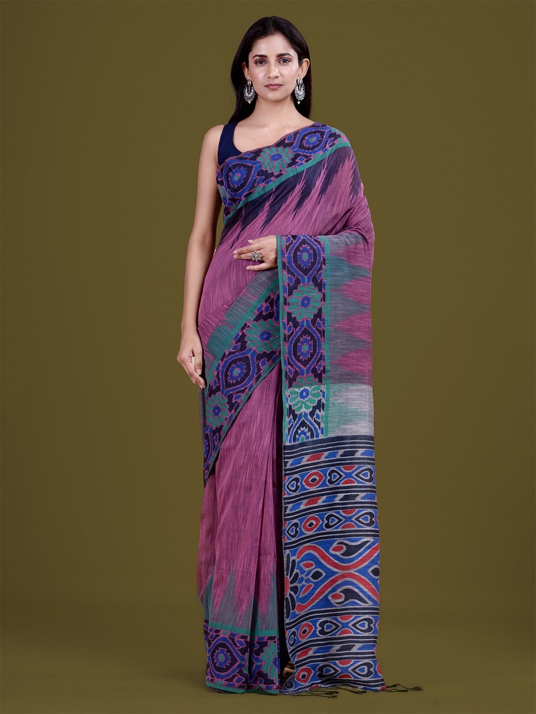 

HOUSE OF ARLI Floral Woven Design Pure Cotton Saree, Pink