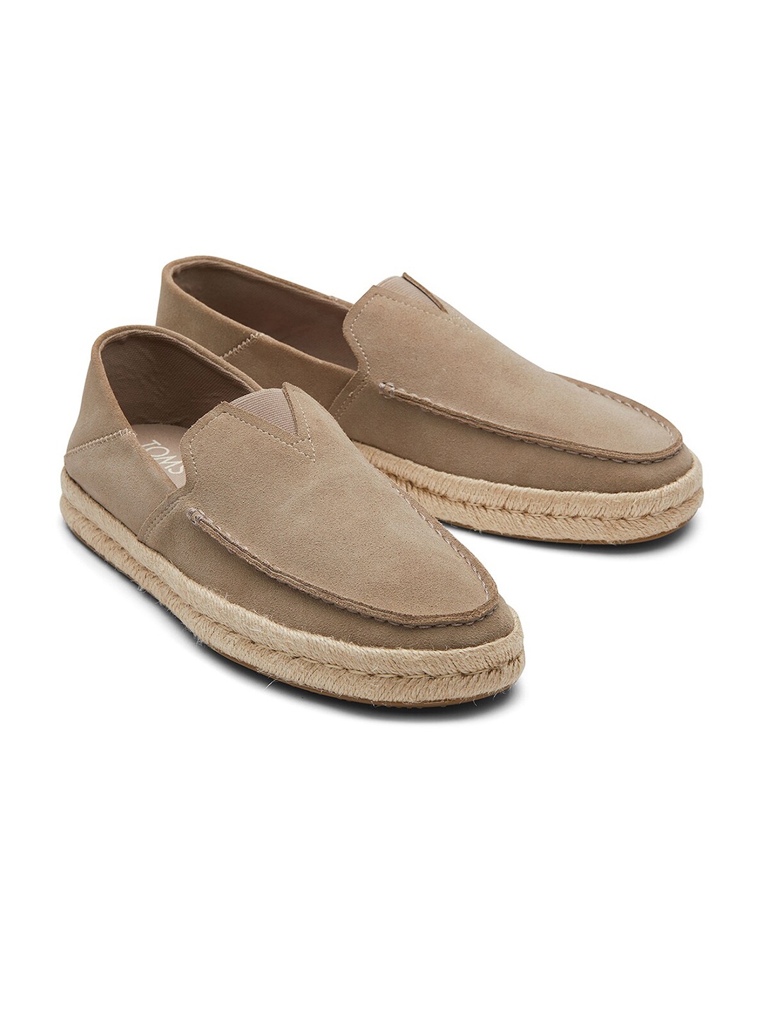 

TOMS Men Comfort Insole Contrast Sole Suede Slip-On Espadrilles, Taupe