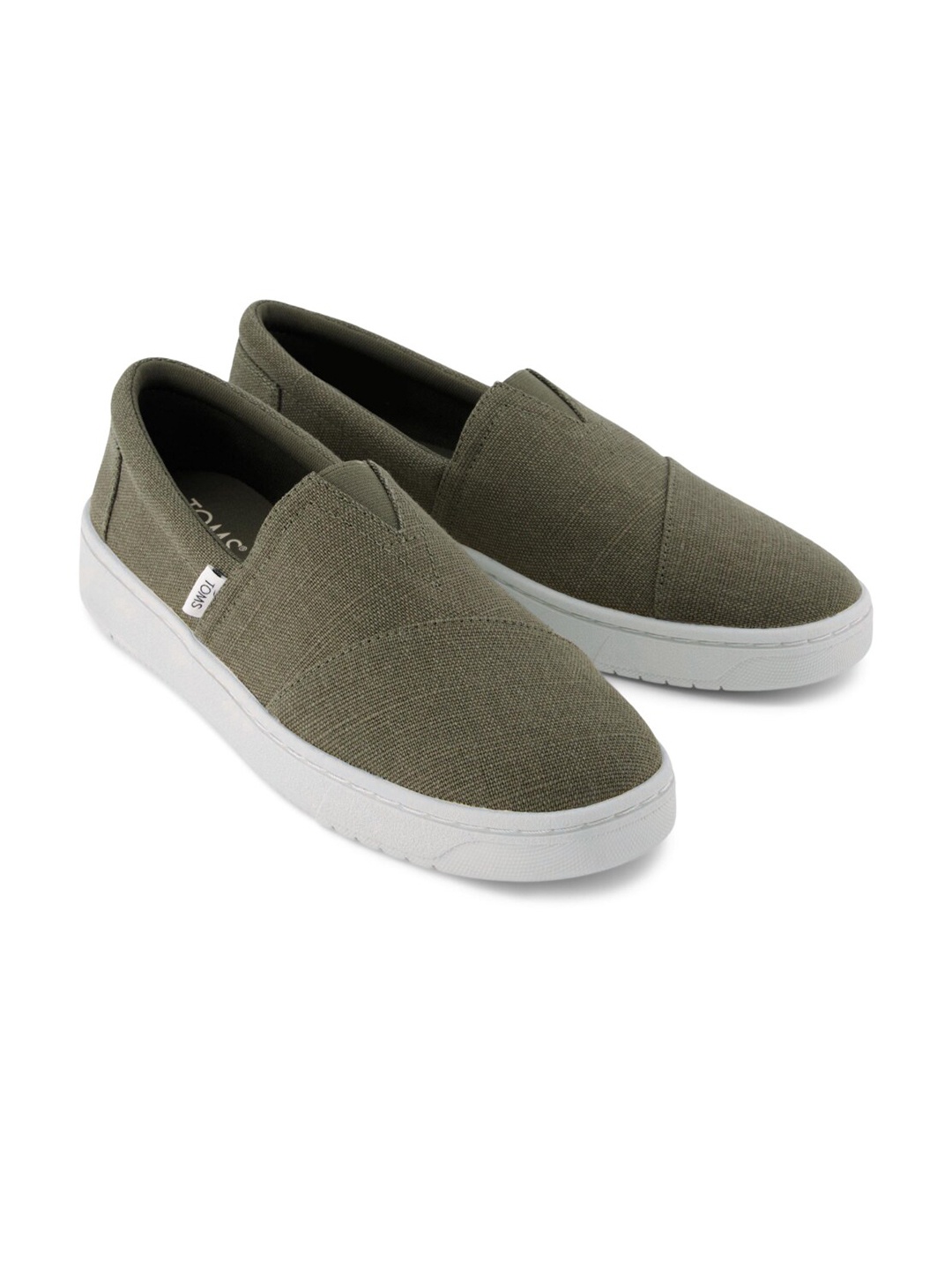 

TOMS Men Comfort Insole Contrast Sole Canvas Slip-On Sneakers, Green