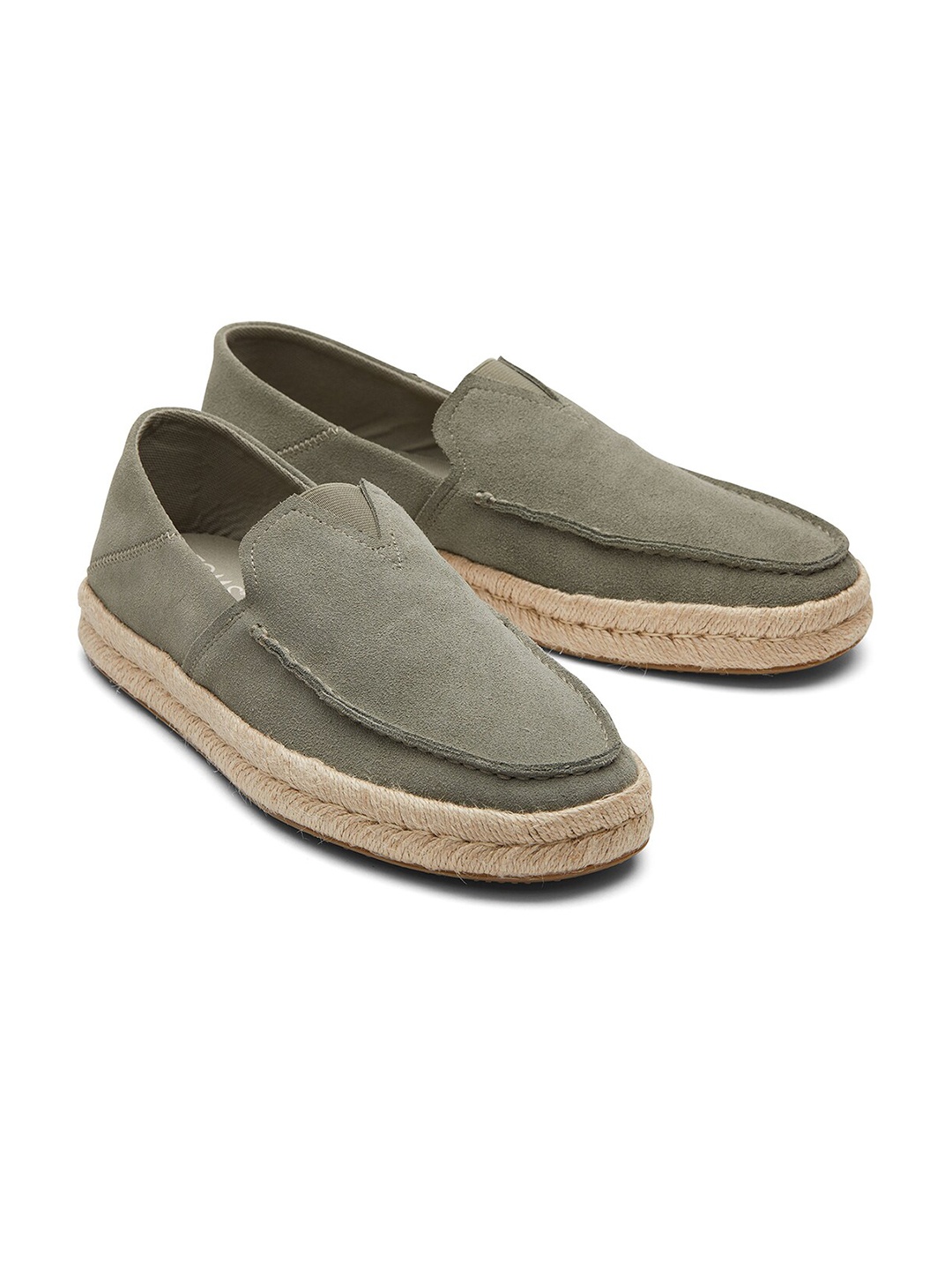 

TOMS Men Comfort Insole Contrast Sole Suede Slip-On Espadrilles, Olive