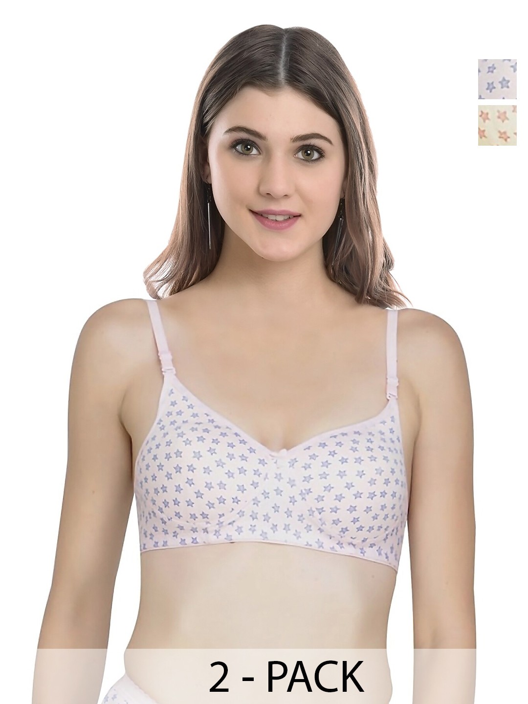 

Aamarsh Pack Of 2 Printed Cotton Lingerie Set, Pink