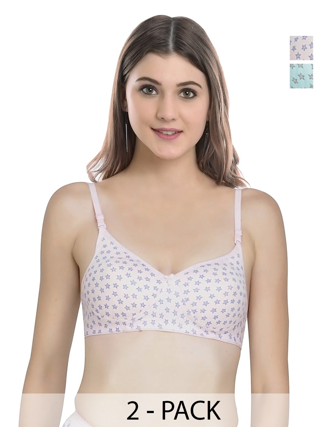 

Aamarsh Pack Of 2 Printed Cotton Lingerie Set, Pink