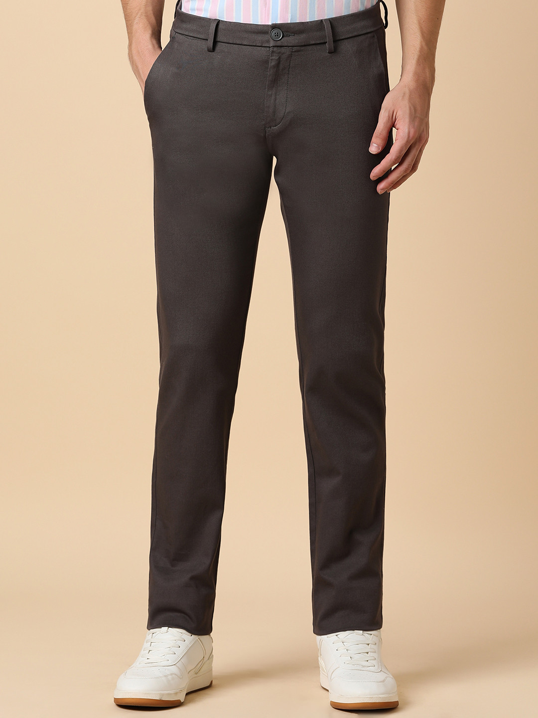 

Allen Solly Men Slim Fit Mid-Rise Trousers, Brown