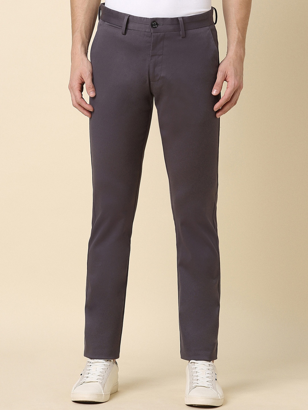 

Allen Solly Men Mid-Rise Slim Fit Trousers, Grey