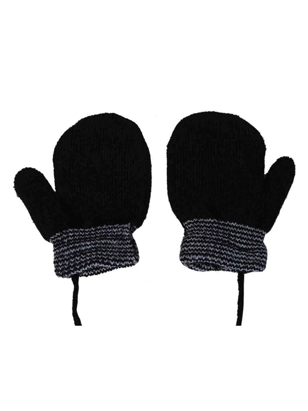 

KID-O-WORLD Kids Patterned Woollen Gloves, Black