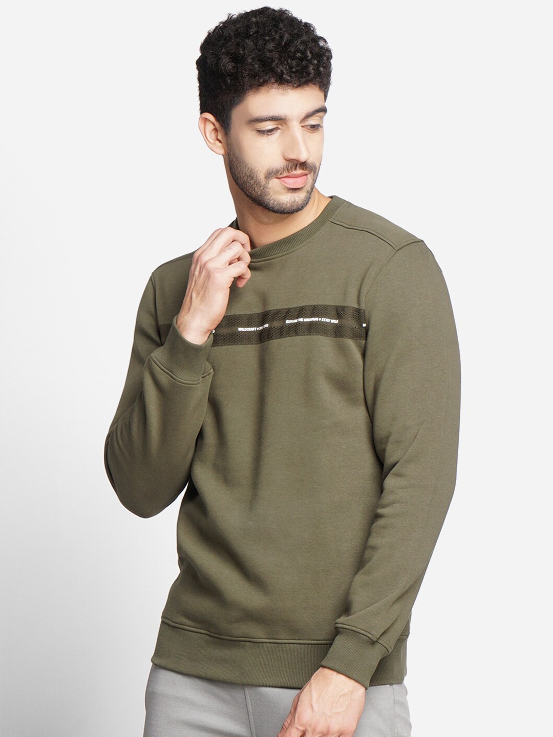 

Wildcraft Round Neck Long Sleeves Pullover Sweatshirt, Green