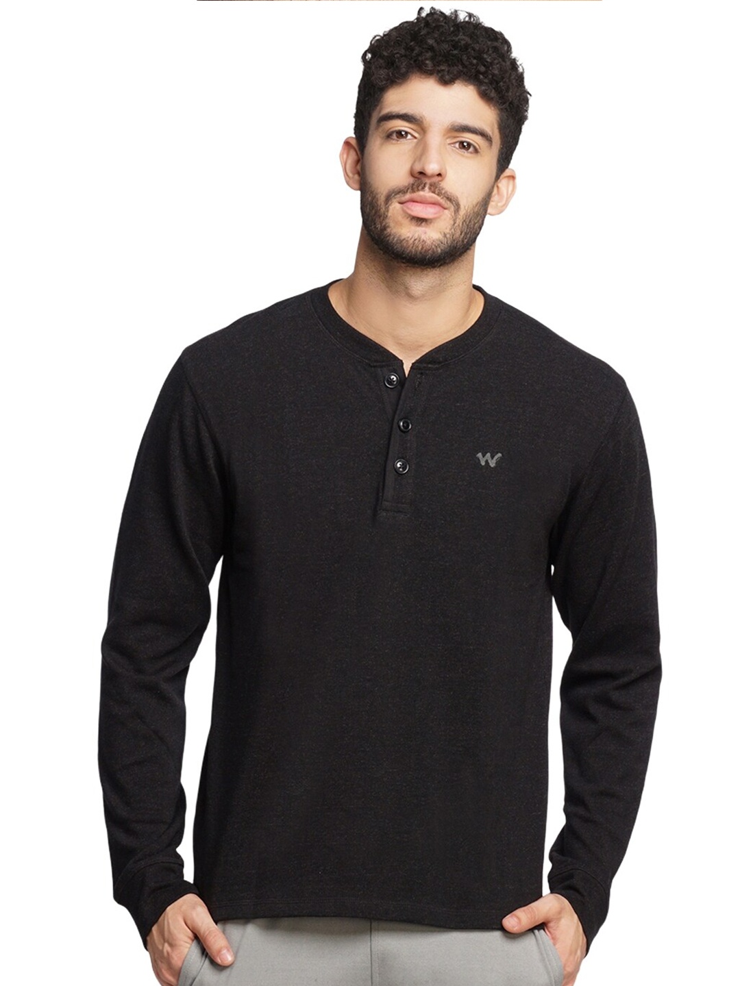 

Wildcraft Henley Neck Pullover Cotton Sweatshirt, Black