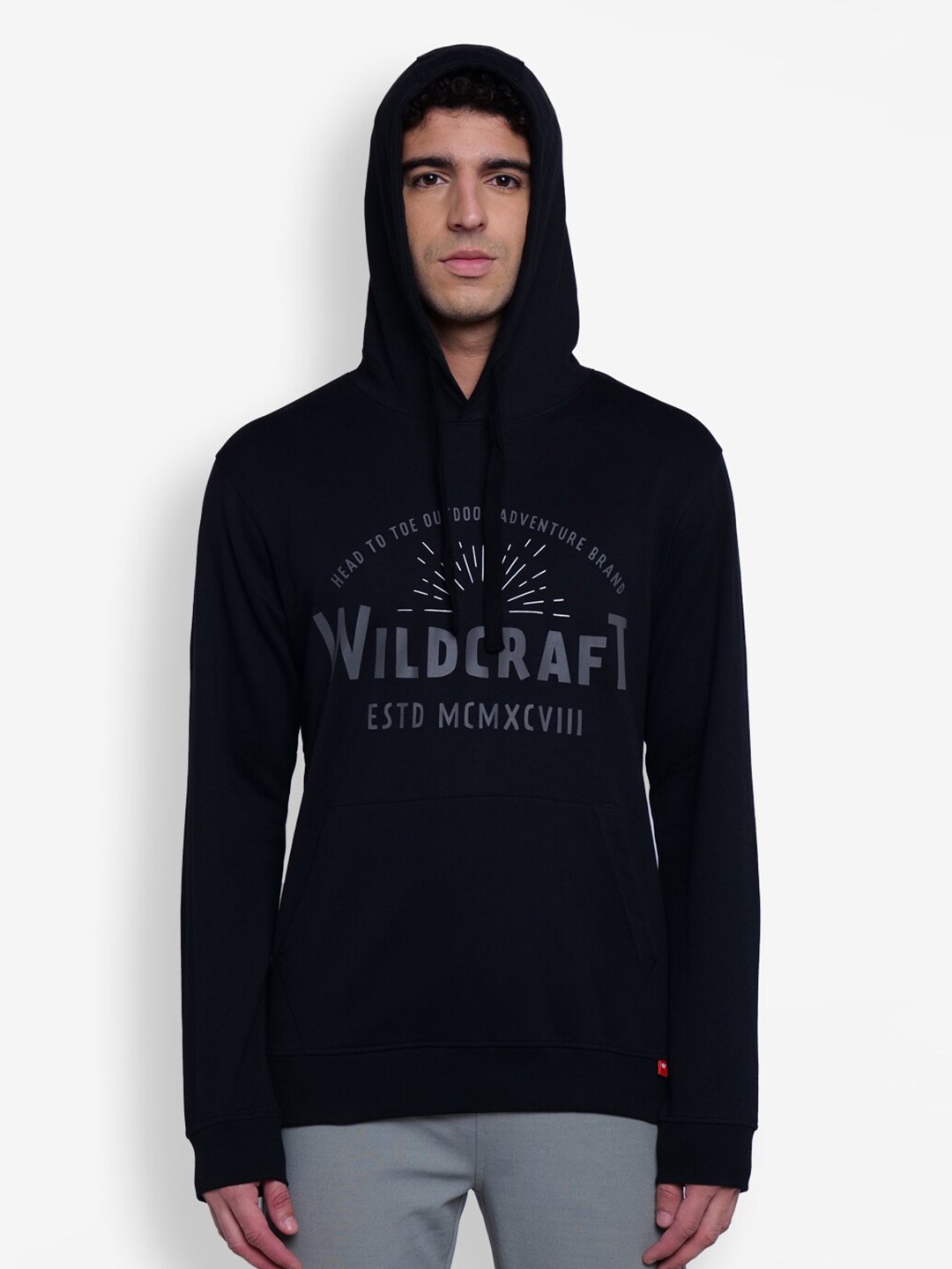 

Wildcraft Typography Printed Cotton Hooded Sweatshirt, Black