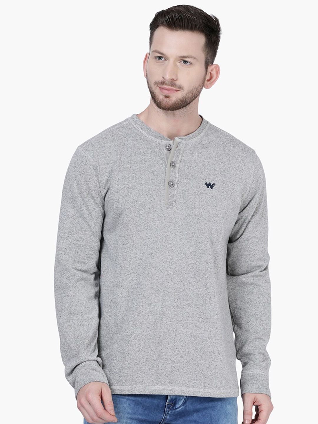 

Wildcraft Mandarin Collar Cotton Pullover, Grey