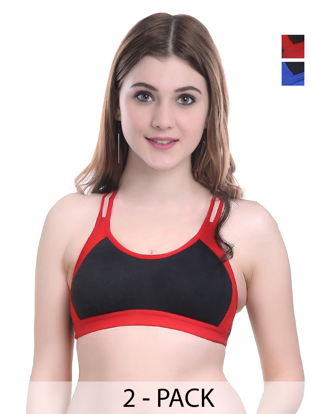 

Aamarsh Pack Of 2 Cotton Non Padded Bra & Mid-Rise Briefs, Red