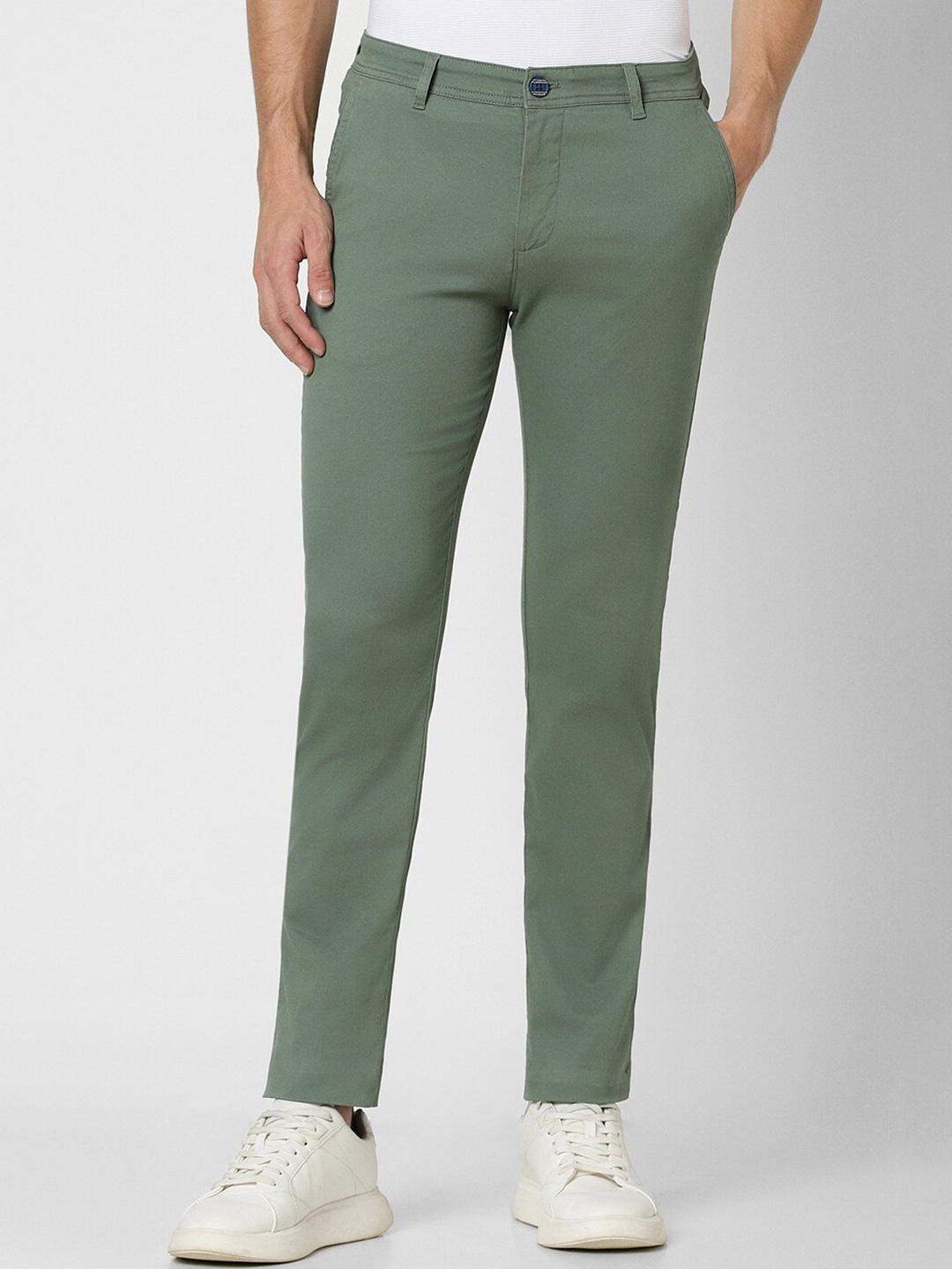 

Peter England Casuals Men Mid Rise Slim Fit Trouser, Green