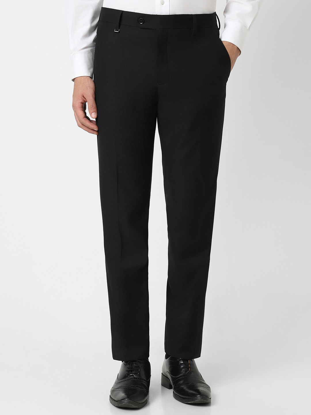 

Van Heusen Men Slim Fit Mid-Rise Formal Trousers, Black