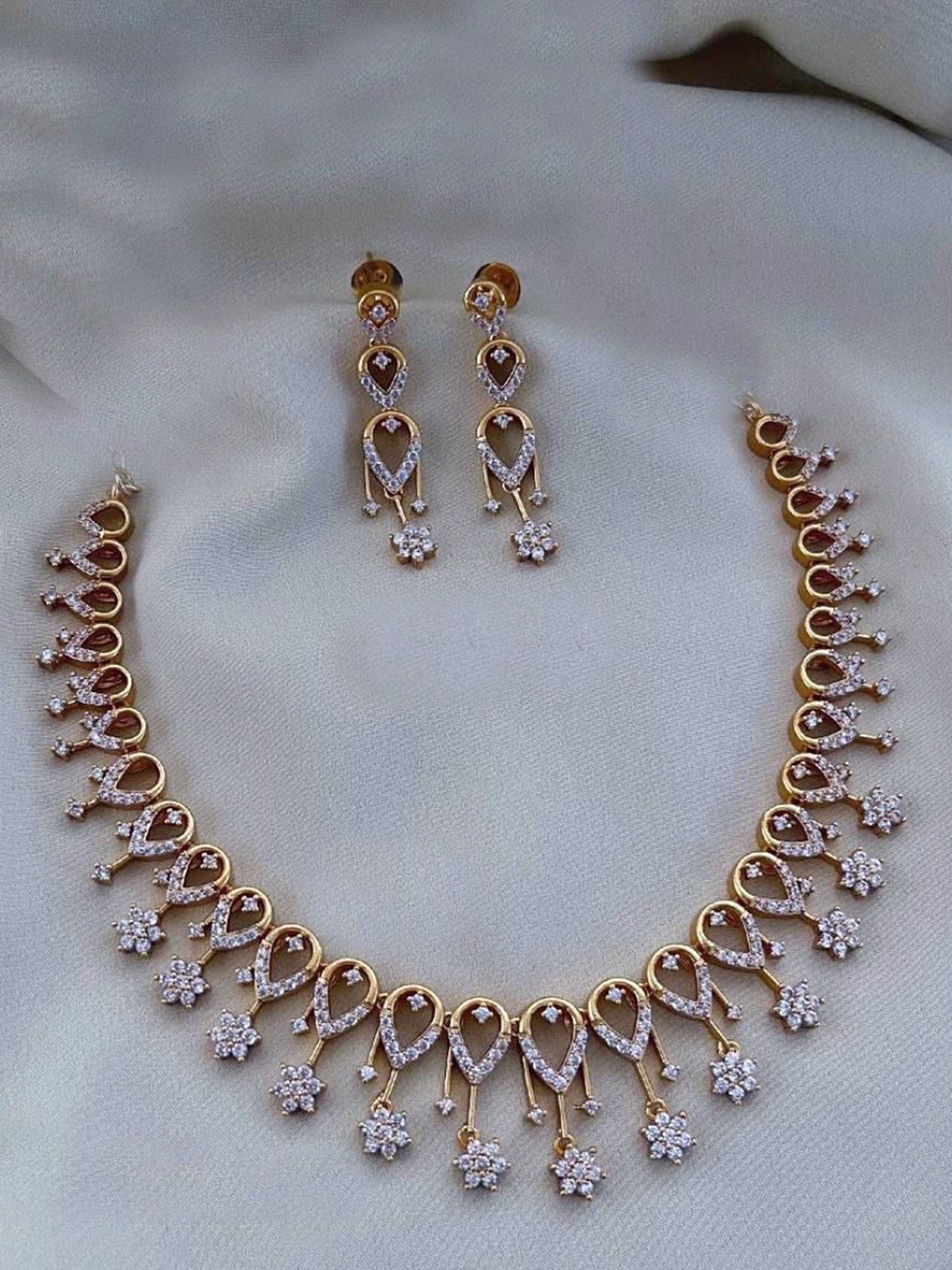 

Adc fashions Gold-Plated American Diamond-Studded Jewellery Set