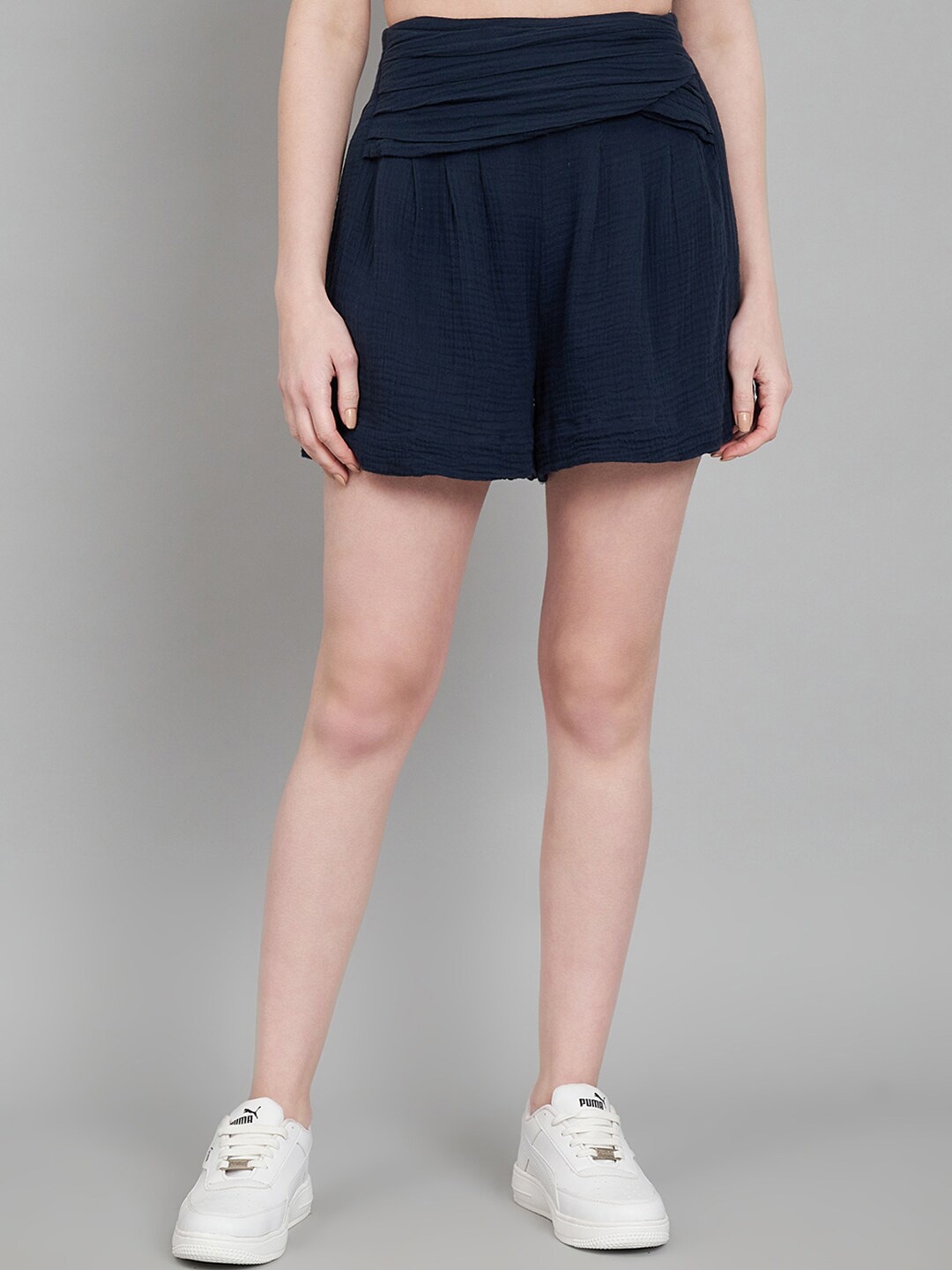 

Amagyaa Loose Fit Leg Pure Cotton Shorts, Navy blue