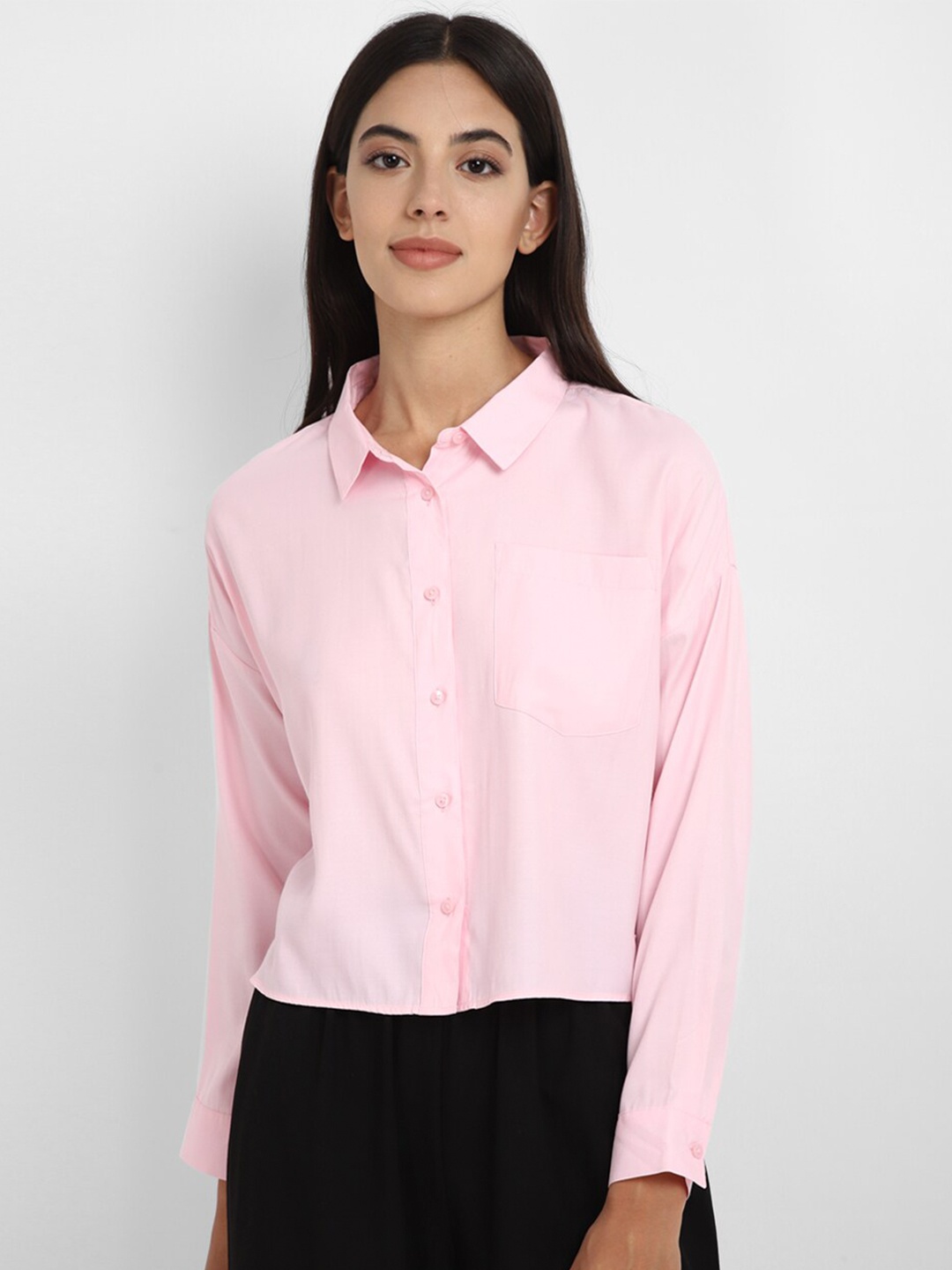 

Allen Solly Woman Regular Fit Spread Collar Casual Shirt, Pink