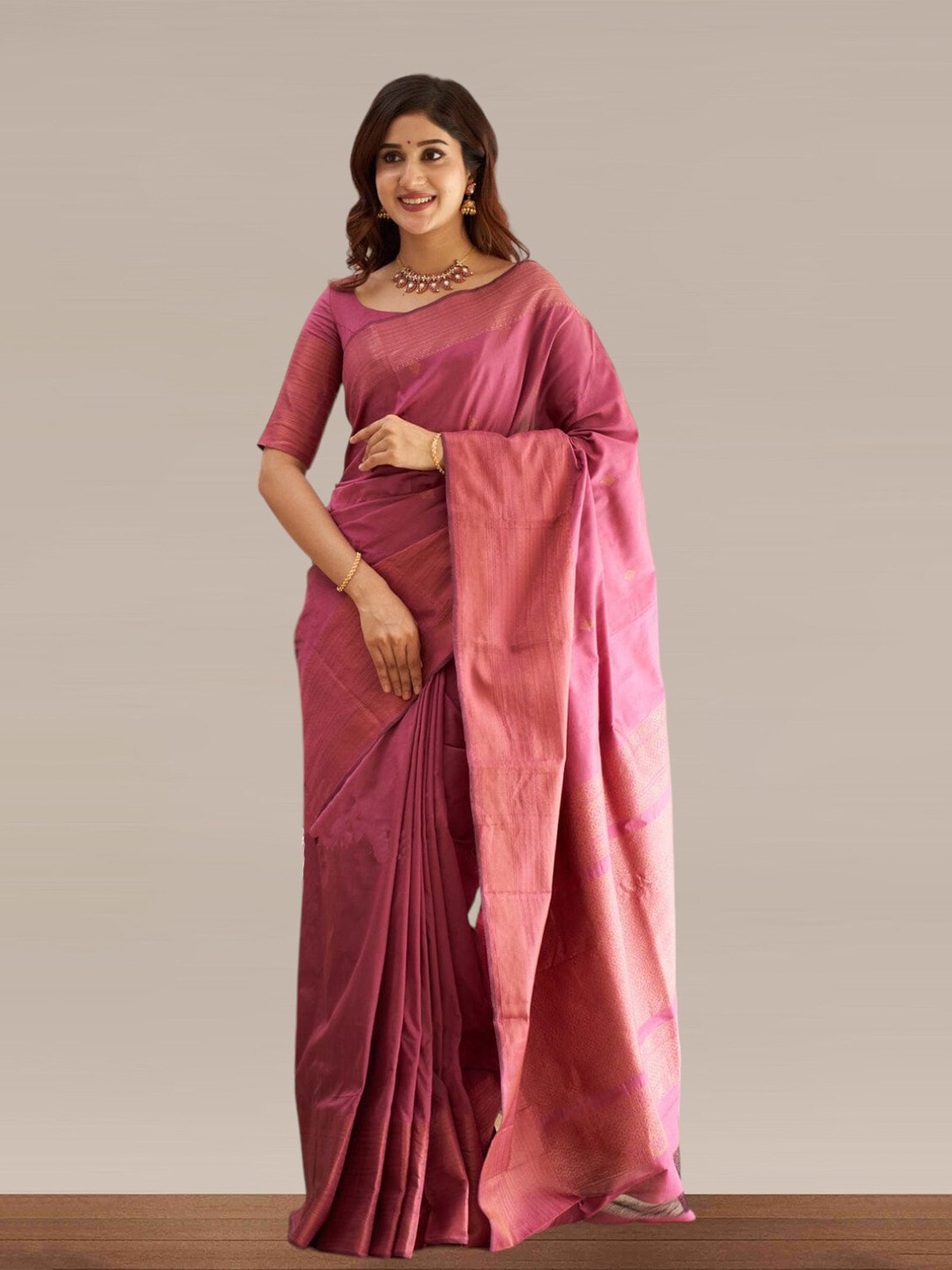 

Areca Designer Woven Design Ethnic Motifs Zari Art Silk Banarasi Saree, Peach