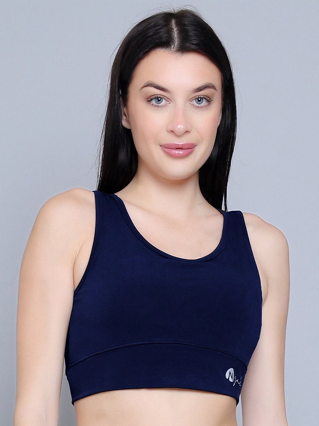 

N-Gal Full Coverage Medium Heavily Padded Dry Fit Workout Bra- All Day Comfort, Navy blue