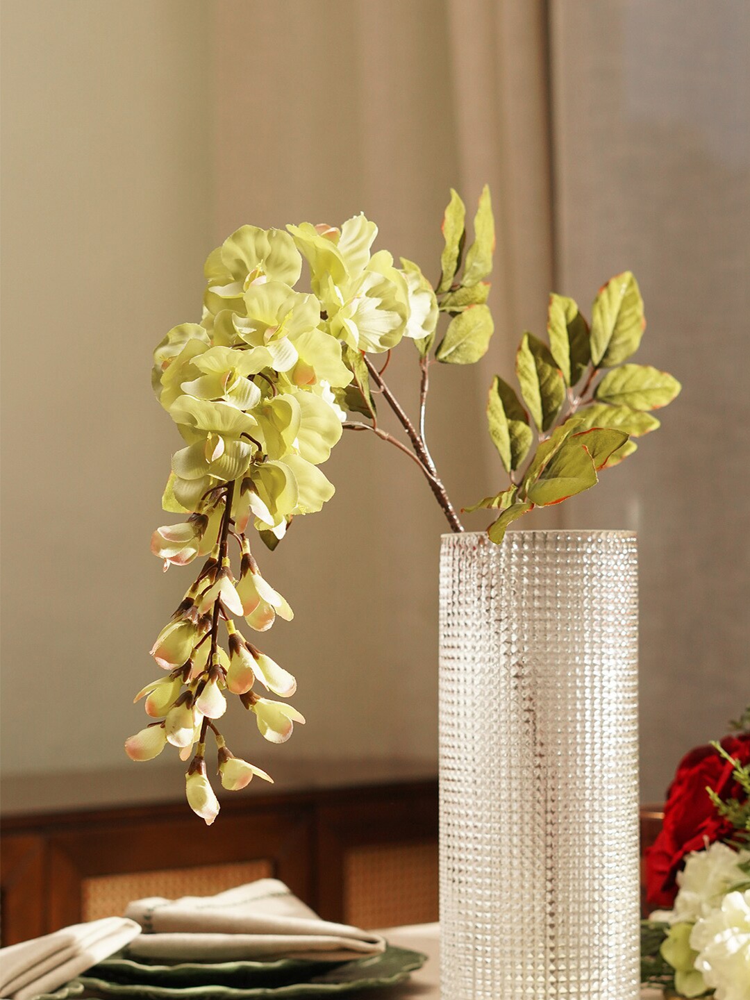 

Pure Home and Living Green & Off White Artificial Flowers And Plants