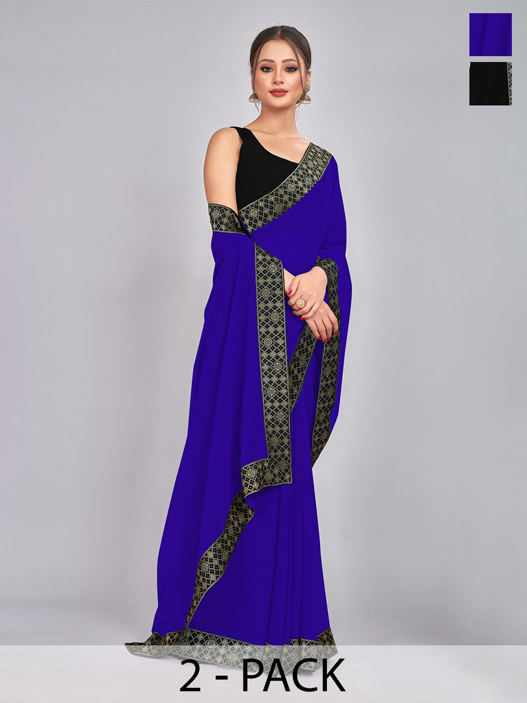 

CastilloFab Zari Pure Georgette Saree, Black