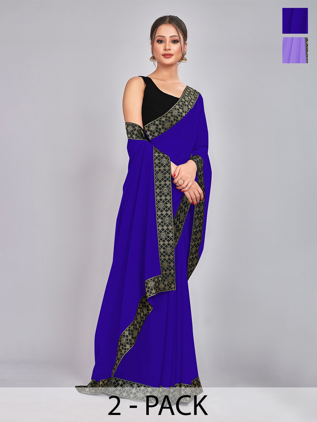 

CastilloFab Blue & Purple Pure Georgette Saree