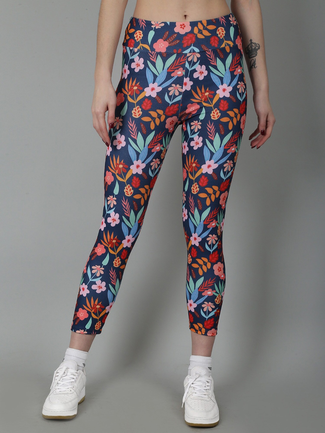

N-Gal Women Printed Dry-Fit Ankle-length Tights, Navy blue