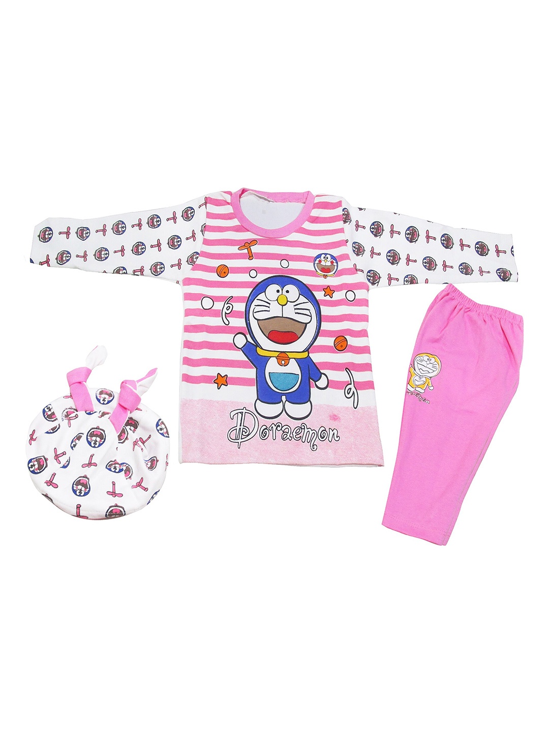 

BAESD Infants Boys Doraemon Printed T-shirt with Trousers, Pink