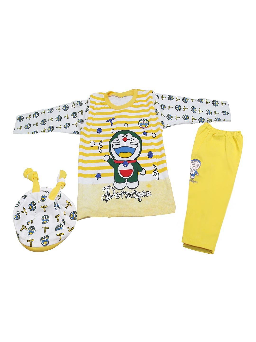 

BAESD Infants Boys Doraemon Printed T-shirt with Trousers, Yellow