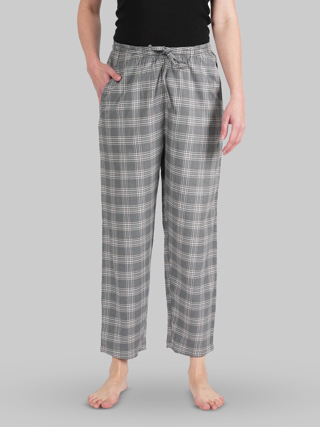 

Style Shoes Women Checked Mid-Rise Lounge Pant, Black