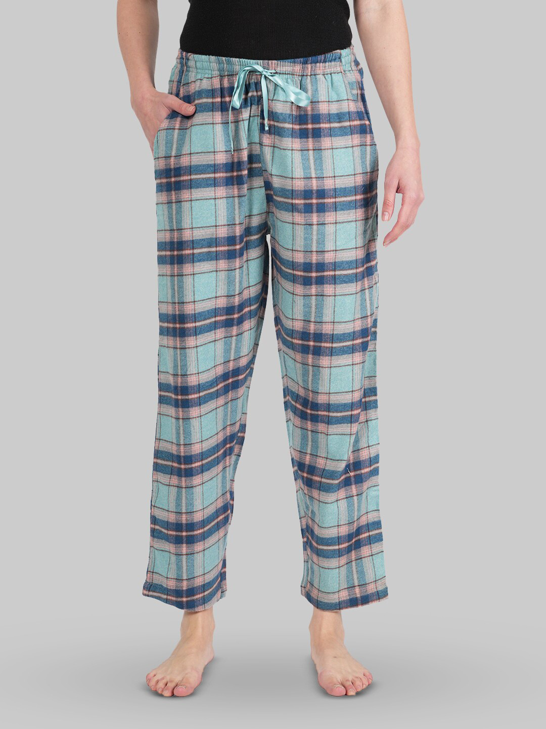 

Style Shoes Checked Mid-Rise Lounge Pant, Blue