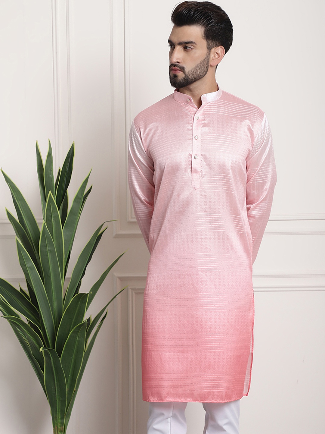 

SOJANYA Men Pink Jacquard Kurta