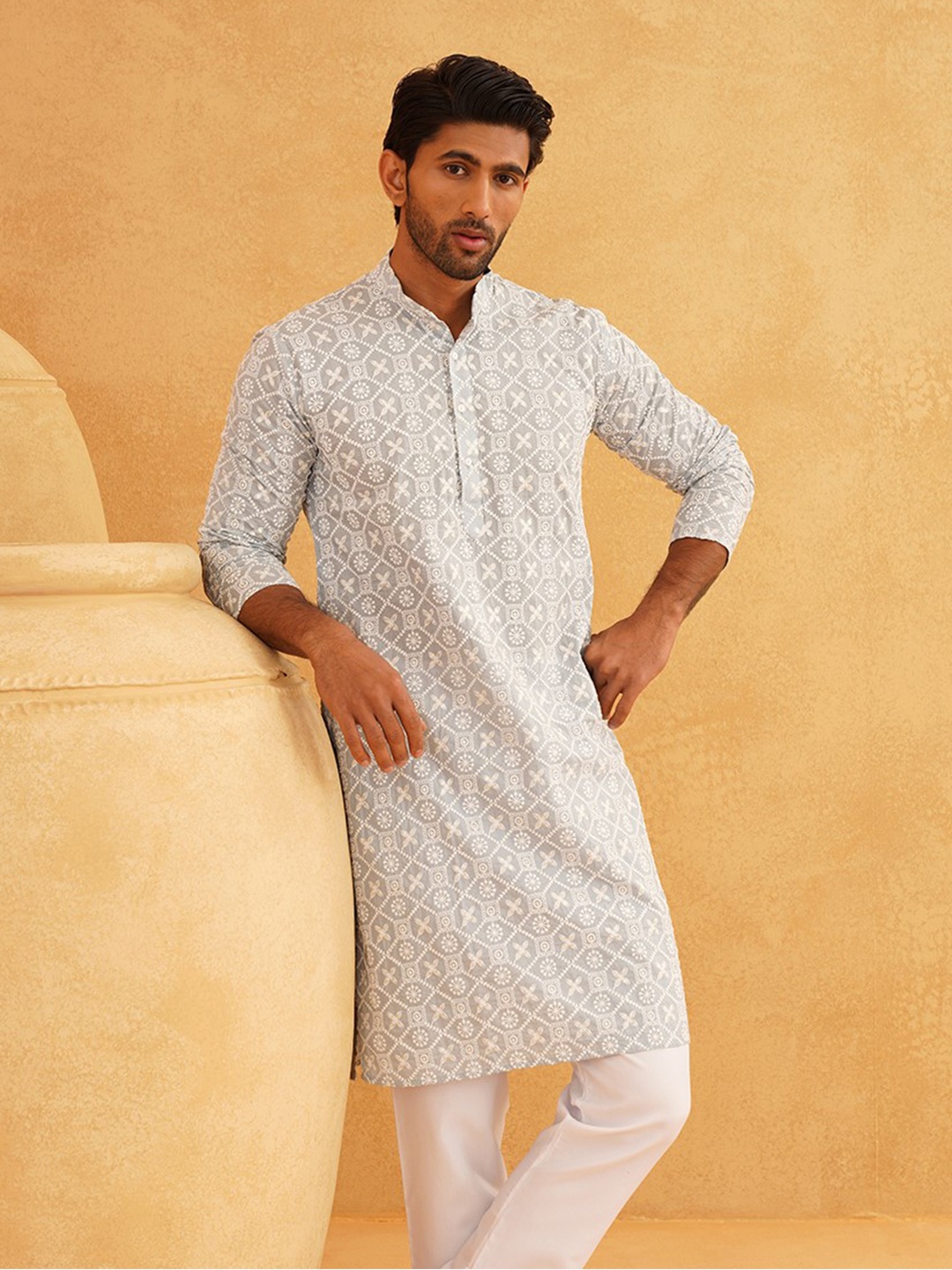 

SOJANYA Men Grey Kurta