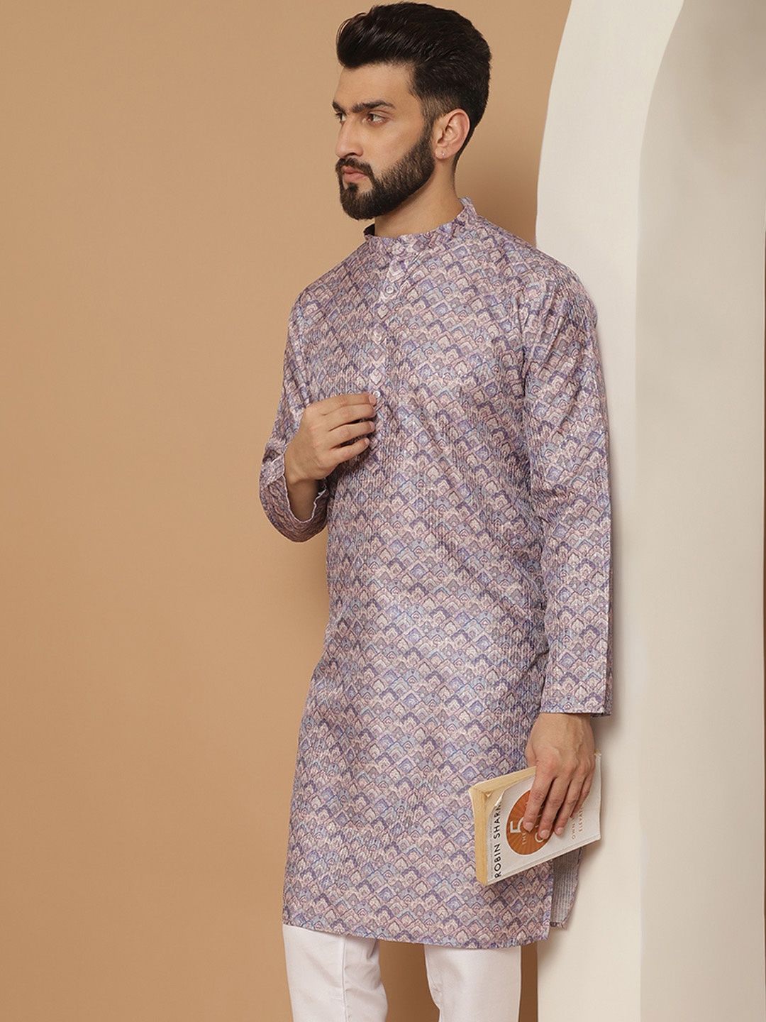 

Anouk Men Purple Printed Kurta