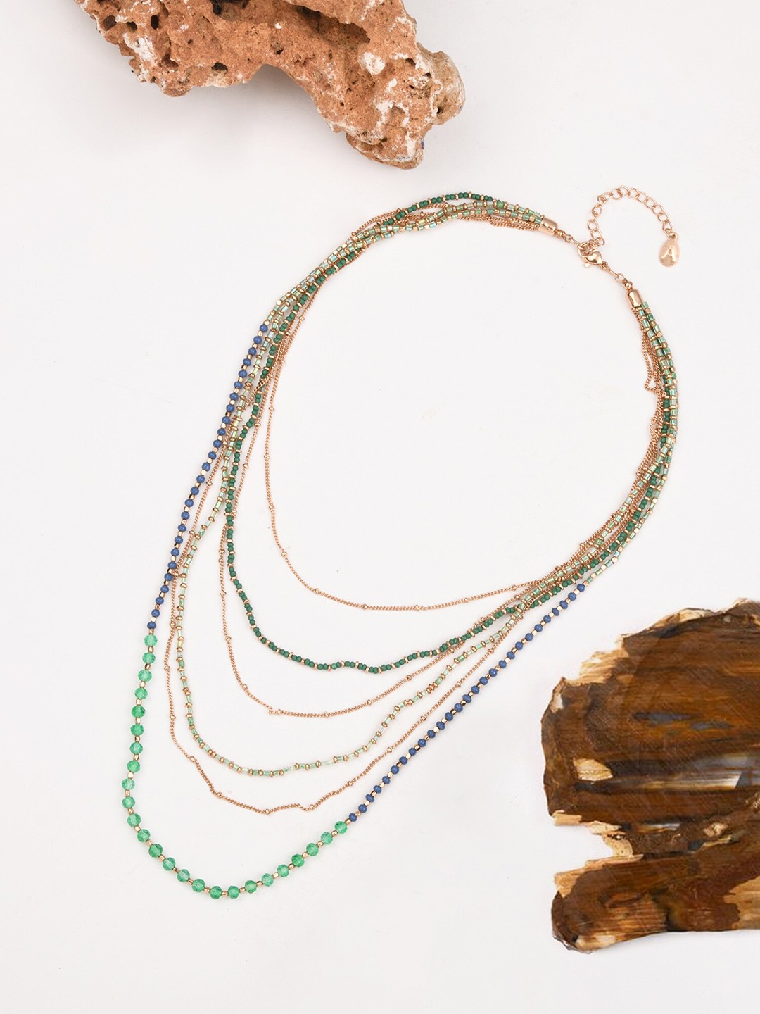 

Accessorize Gold-Plated Multi Layered Beaded Necklace, Blue