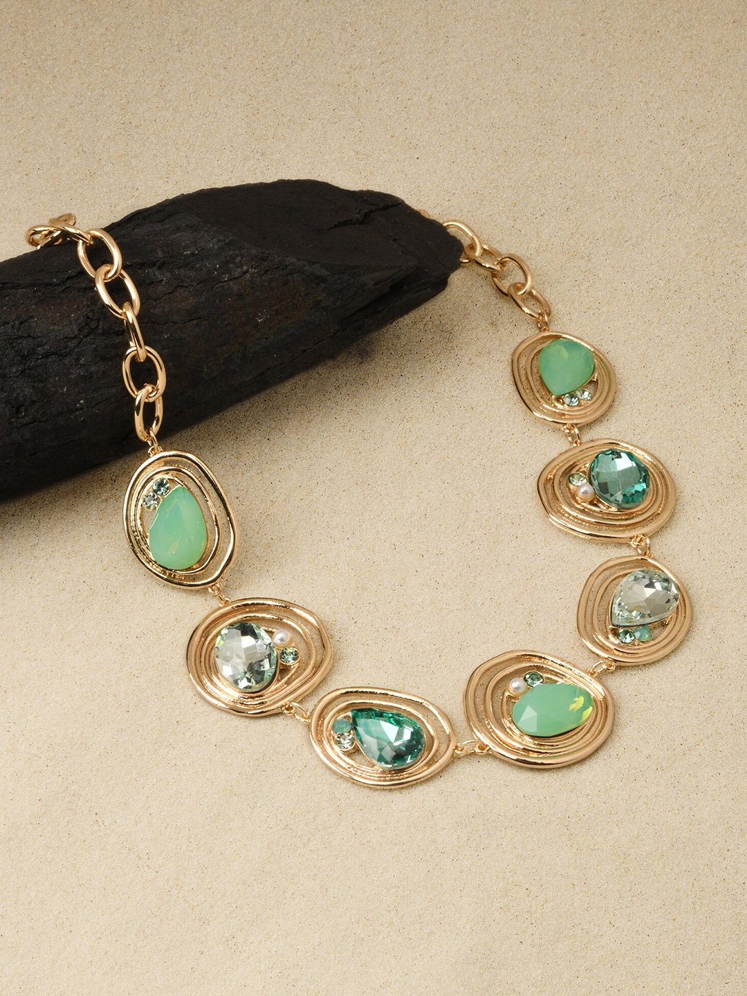 

Accessorize London Women's Green Encircled Gem Collar Necklace