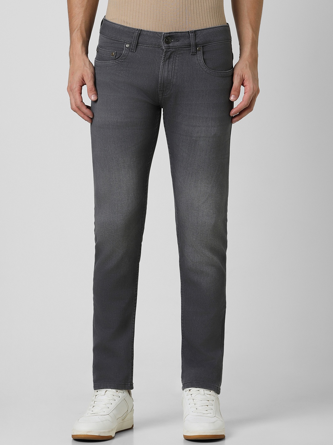

Peter England Casuals Men Skinny Fit Heavy Fade Clean Look Stretchable Jeans, Grey