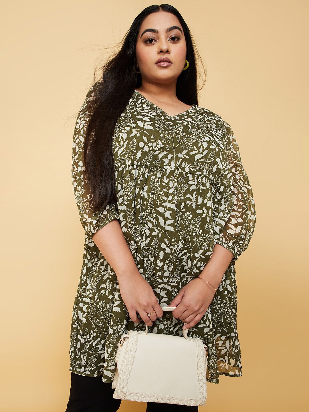 

max Plus Size Floral Printed Tunic, Olive