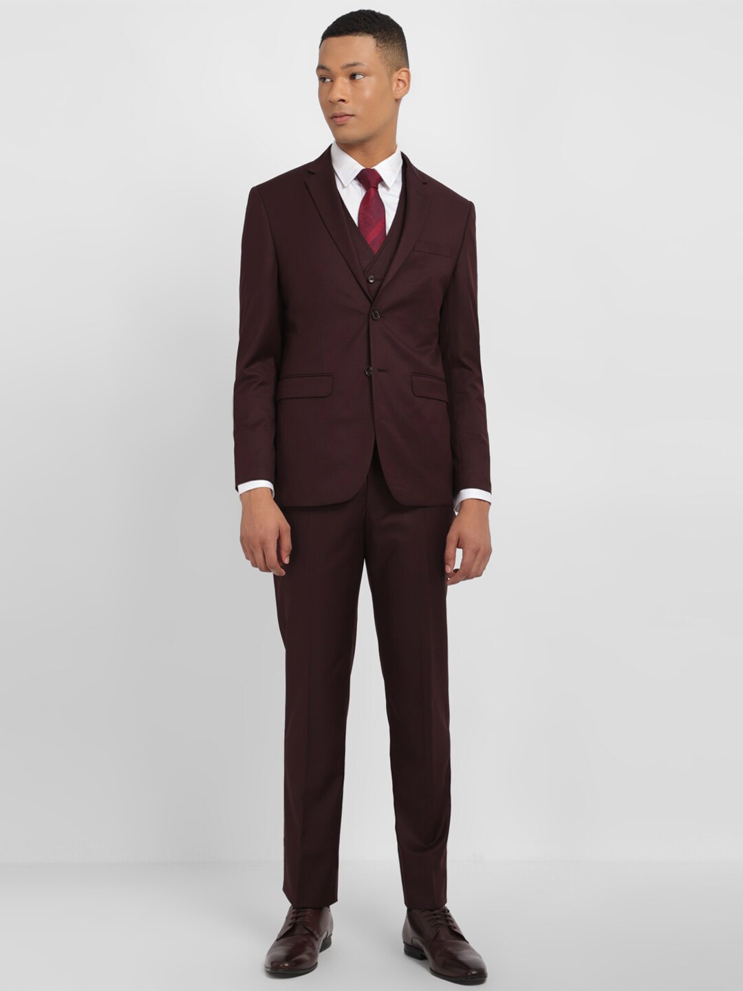 

Allen Solly Slim-Fit Three Piece Formal Suit, Brown