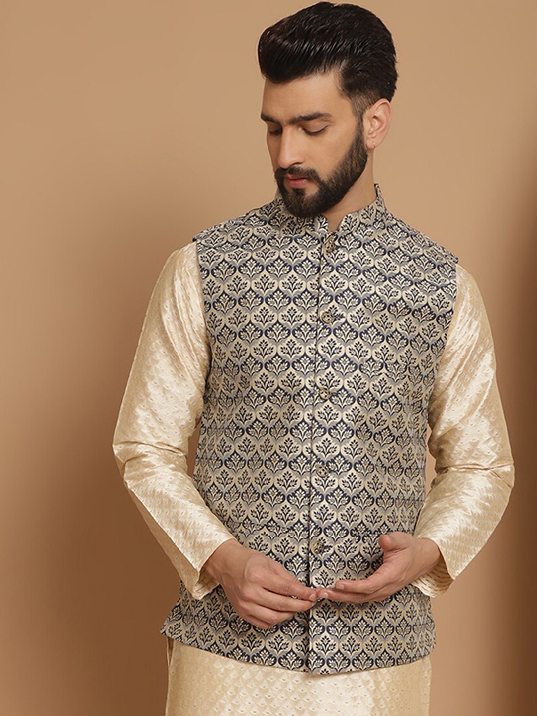 

Anouk Men Woven Design Nehru Jackets, Grey