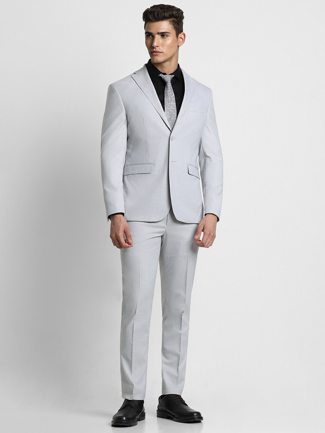 

Peter England Elite Slim-Fit Single-Breasted Two-Piece Formal Suit, Grey
