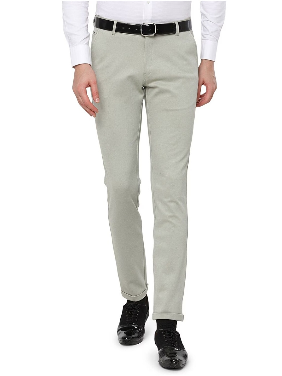 

VILLAIN Smart Slim Fit Mid-Rise Formal Trousers, Beige