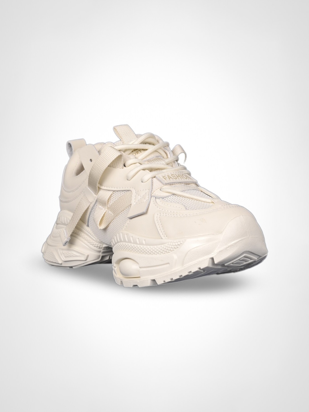 

Jove Women Textured Lightweight Lace-Up Sneakers, Off white