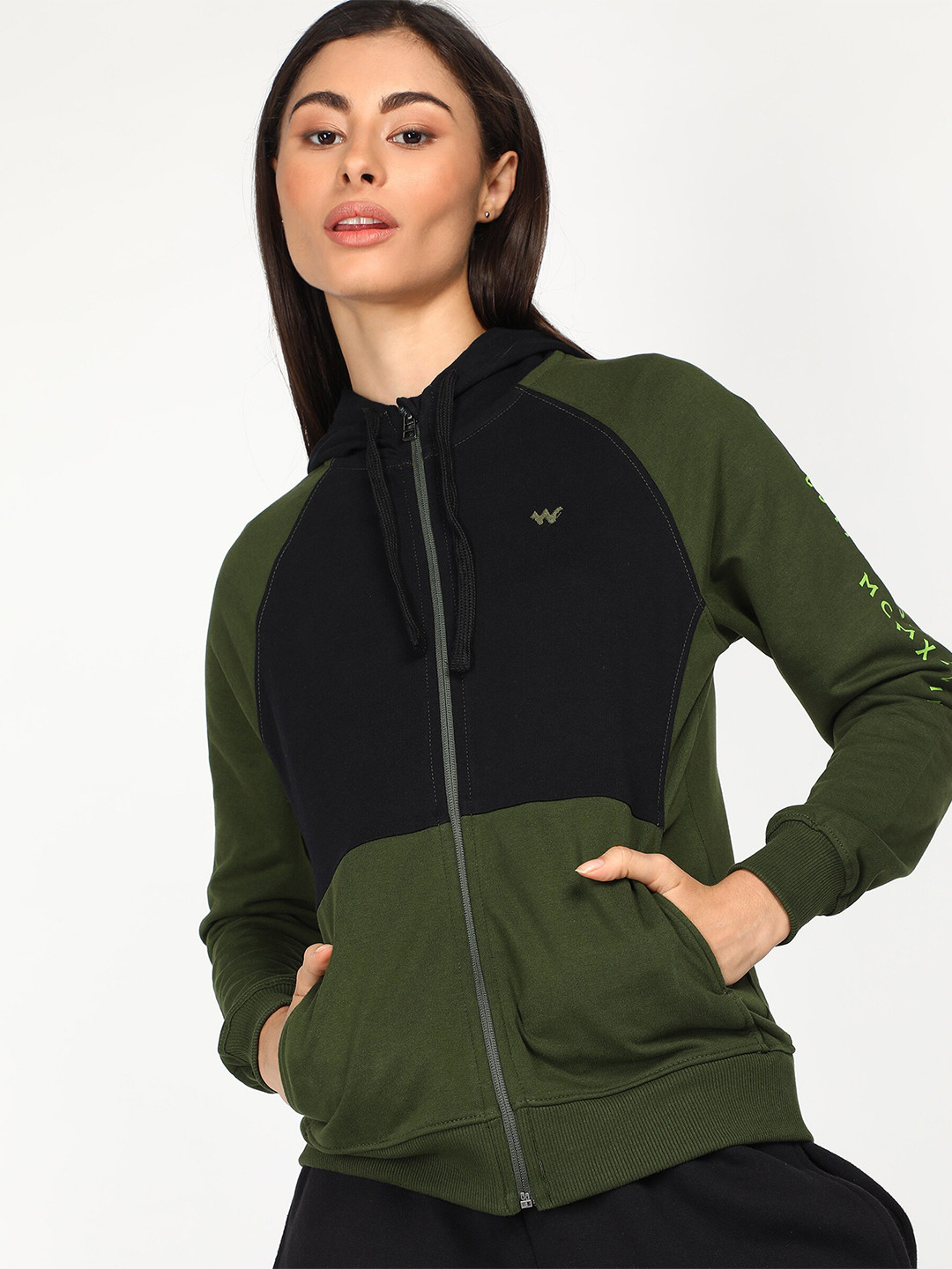 

Wildcraft Detachable Hood Front-Open Sweatshirt, Olive