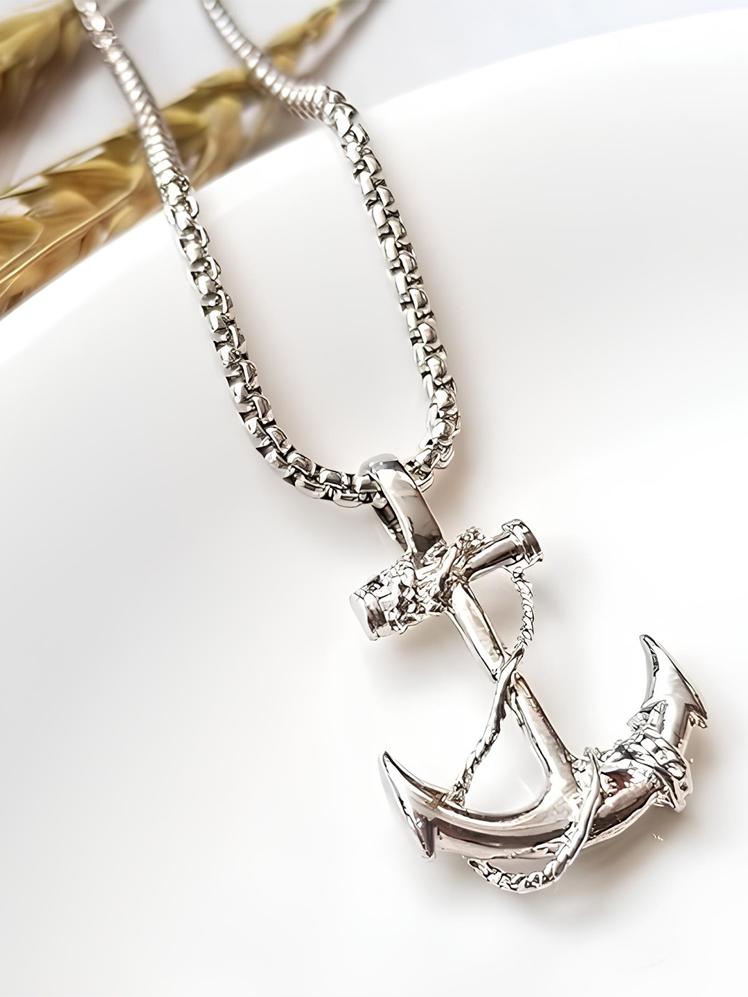 

KARISHMA KREATIONS Unisex Silver Plated Stainless Steel Anchor Pendant