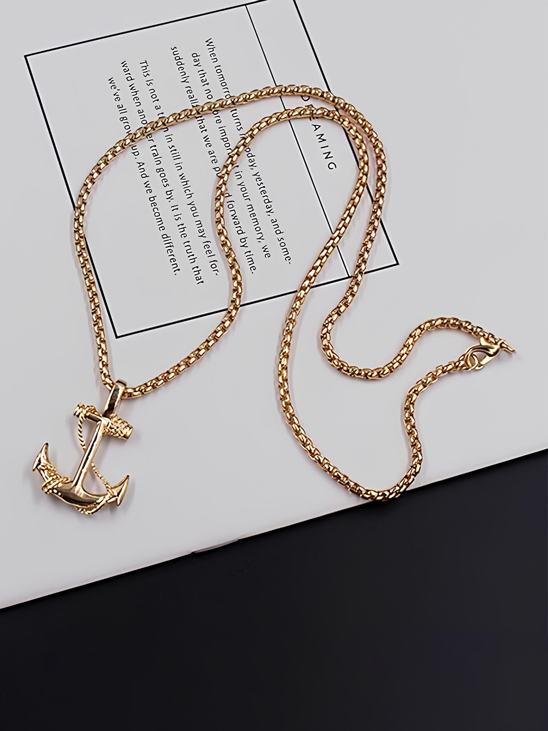 

KARISHMA KREATIONS Unisex Gold Plated Stainless Steel Anchor Pendant With Chain