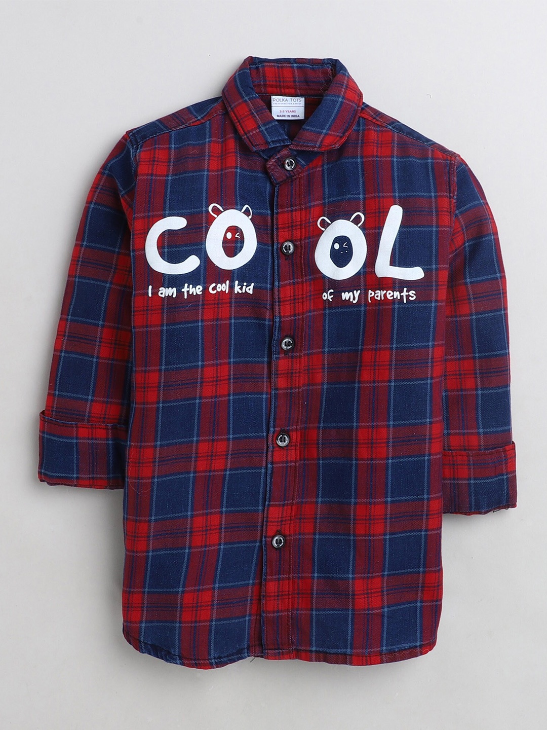 

Polka Tots Boys Tartan Checks Opaque Checked Casual Shirt, Red