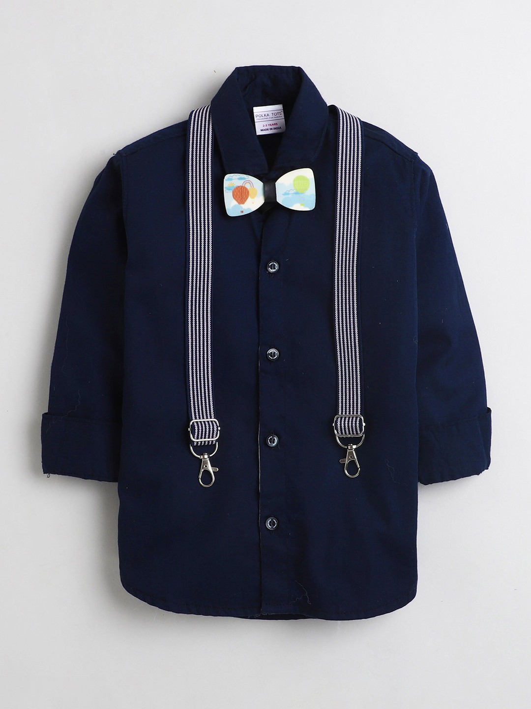 

Polka Tots Boys Full Sleeve Cotton Opaque Casual Shirt, Navy blue