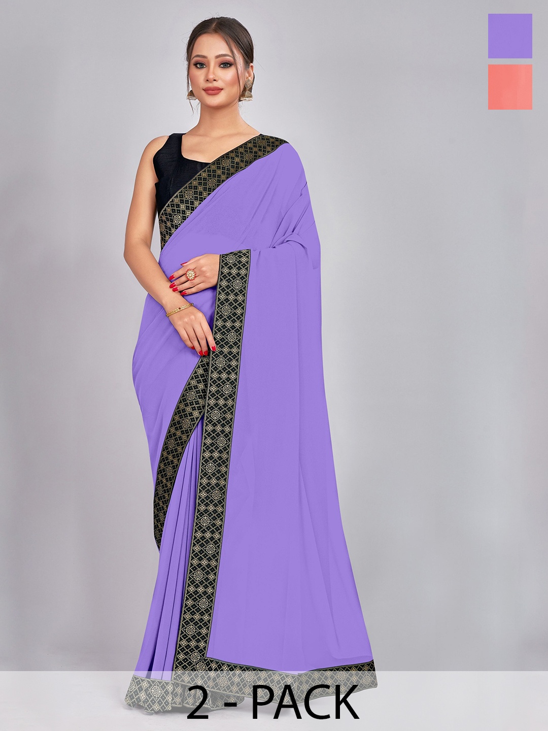 

CastilloFab Woven Design Pure Georgette Saree, Lavender
